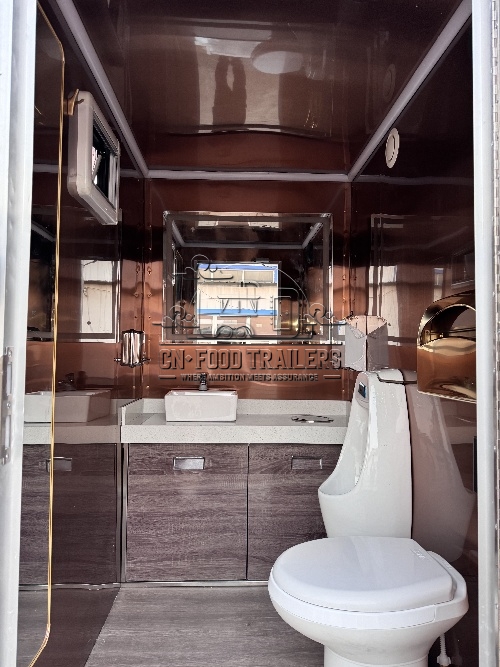 2 Station Black Toilet Trailer Luxury Portable Restroom Trailer
