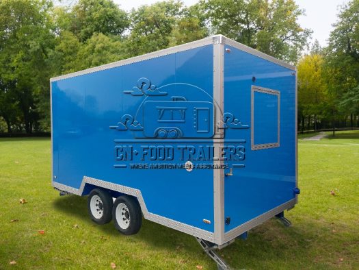 13FT Blue Single Window Square Food Trailer Dessert Food Trailer for Sale