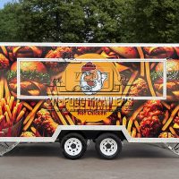 13FT Full Car Sticker Square Food Trailer Hamburger Food Trailer for Sale