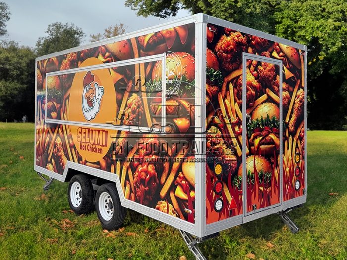 13FT Full Car Sticker Square Food Trailer Hamburger Food Trailer for Sale