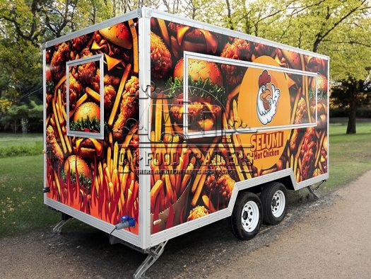 13FT Full Car Sticker Square Food Trailer Hamburger Food Trailer for Sale