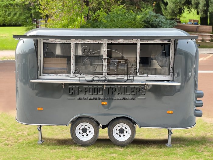 13FT Grey Airstream Food Trailer Street Snack Food Trailer for Sale
