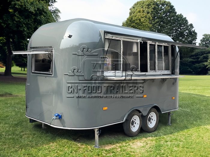 13FT Grey Airstream Food Trailer Street Snack Food Trailer for Sale