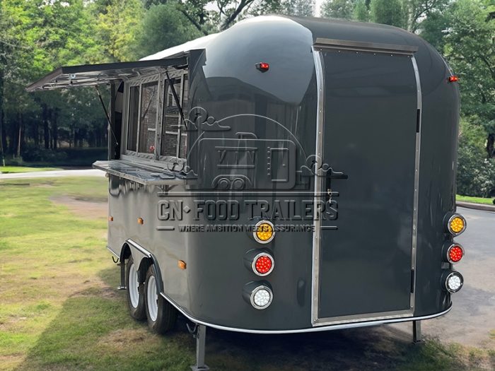 13FT Grey Airstream Food Trailer Street Snack Food Trailer for Sale