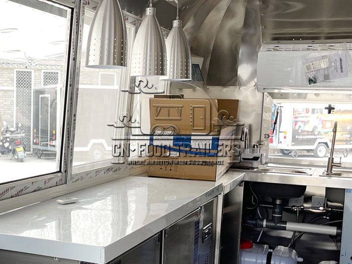 13FT Grey Airstream Food Trailer Street Snack Food Trailer for Sale
