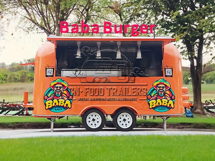 13FT Orange Airstream Food Trailer for Burger