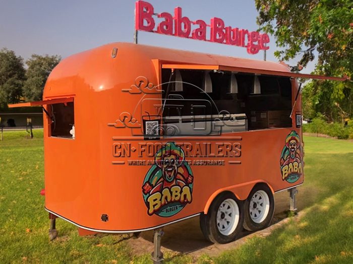13FT Orange Airstream Food Trailer for Burger