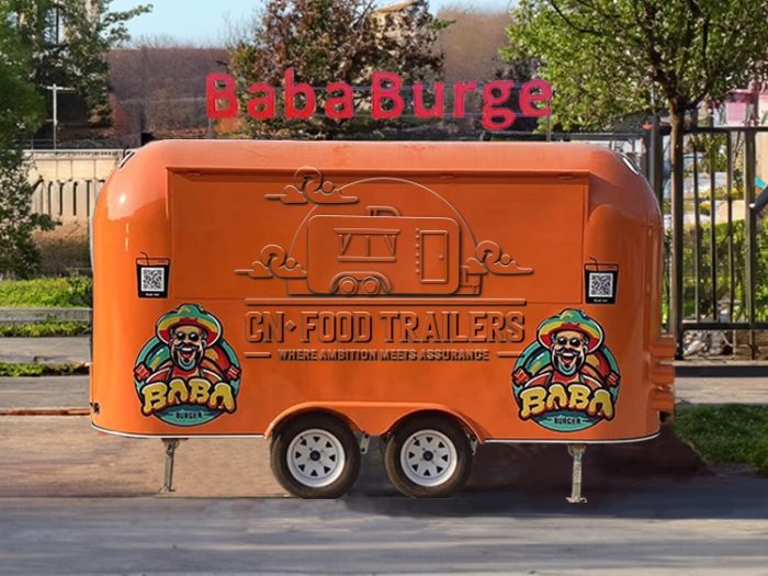13FT Orange Airstream Food Trailer for Burger
