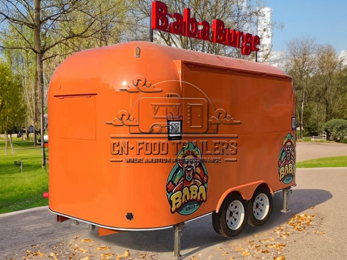 13FT Orange Airstream Food Trailer for Burger