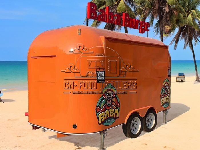 13FT Orange Airstream Food Trailer for Burger