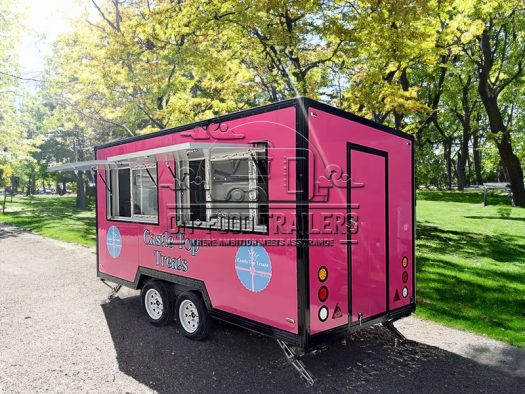 13FT Pink Double Window Square Food Trailer