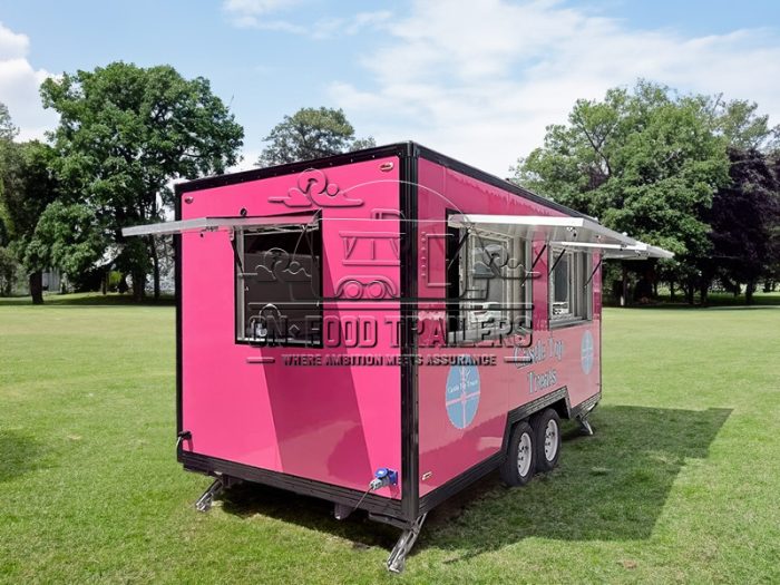 13FT Pink Double Window Square Food Trailer