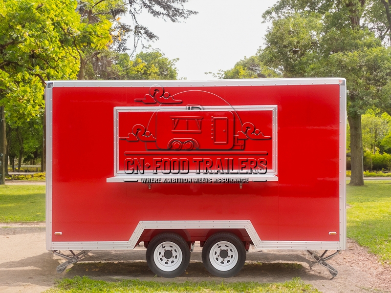 13FT Red Single Window Square Food Trailer for Fast Food