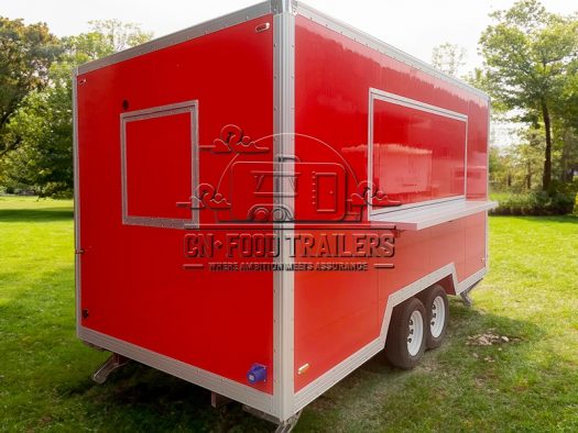 13FT Red Single Window Square Food Trailer for Fast Food