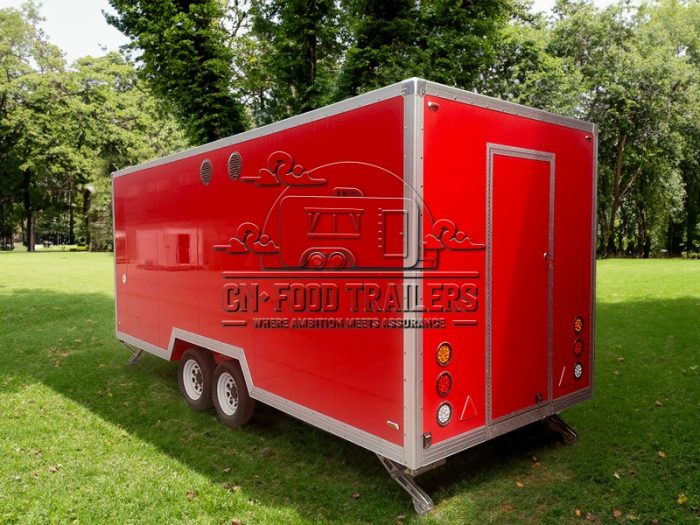 13FT Red Single Window Square Food Trailer for Fast Food