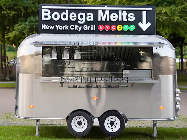 13FT Stainless Steel Airstream Food Trailer for Hamburgers, Hot Dogs