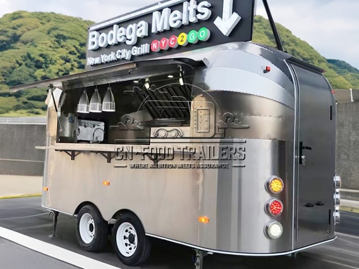 13FT Stainless Steel Airstream Food Trailer for Hamburgers, Hot Dogs