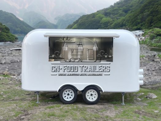 13FT White Airstream Food Trailer for Pizza, Drinks