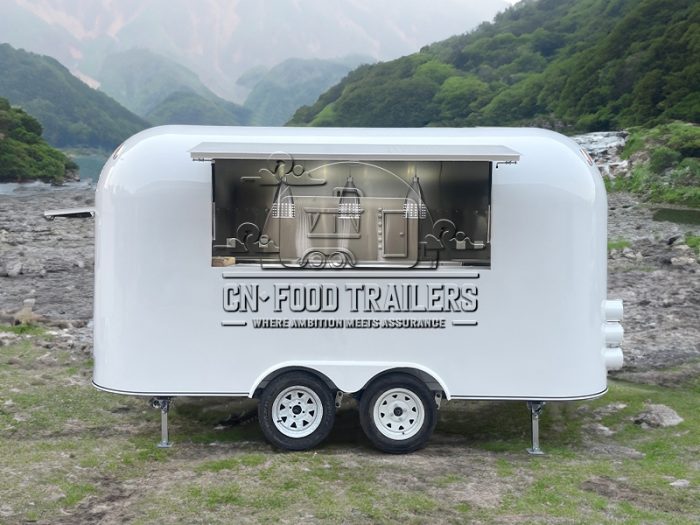 13FT White Airstream Food Trailer for Pizza, Drinks
