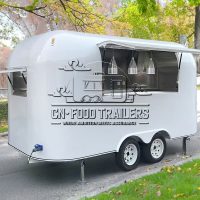 13FT White Airstream Food Trailer for Pizza, Drinks