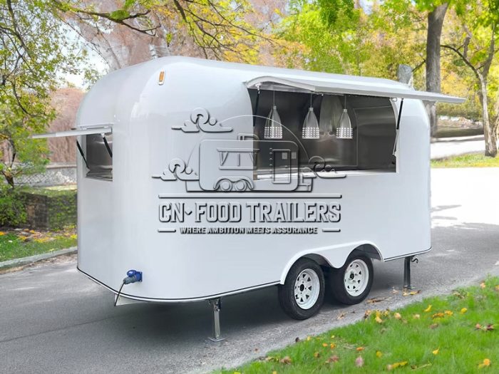 13FT White Airstream Food Trailer for Pizza, Drinks