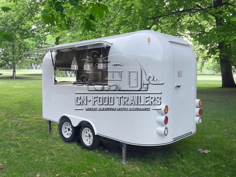 13FT White Airstream Food Trailer for Pizza, Drinks