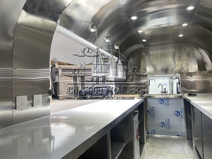 13FT White Airstream Food Trailer for Pizza, Drinks