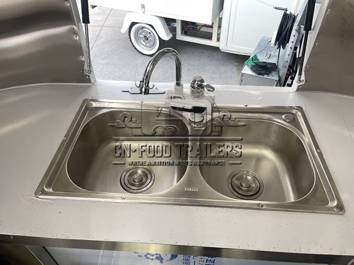 13FT White Airstream Food Trailer for Pizza, Drinks