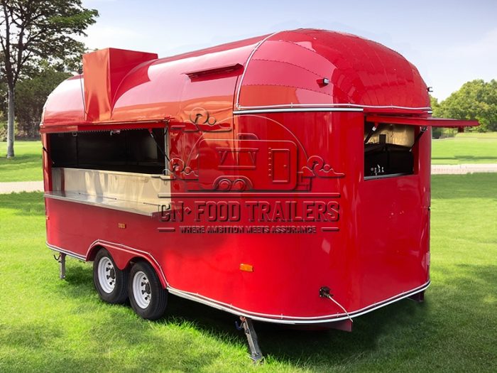 15FT Red Airstream Food Trailer BBQ, Burgers Food Trailer for Sale