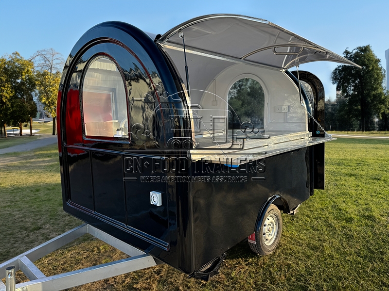 8.5FT Black Small Round Food Trailer Coffee Bar Trailer for Sale