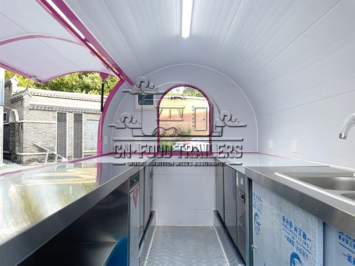 8.5FT Pink Small Round Food Trailer Ice Cream Food Trailer for Sale