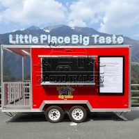 Red Single Window Square Food Trailer with Fence