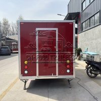 Red Single Window Square Food Trailer with Fence