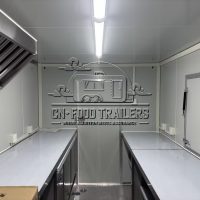 Red Single Window Square Food Trailer with Fence