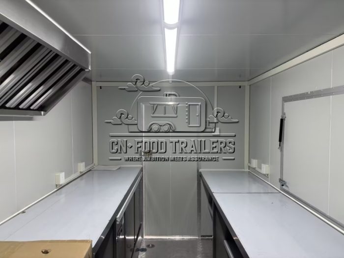 Red Single Window Square Food Trailer with Fence