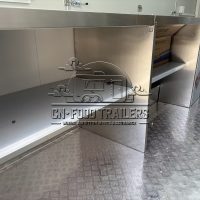 Red Single Window Square Food Trailer with Fence