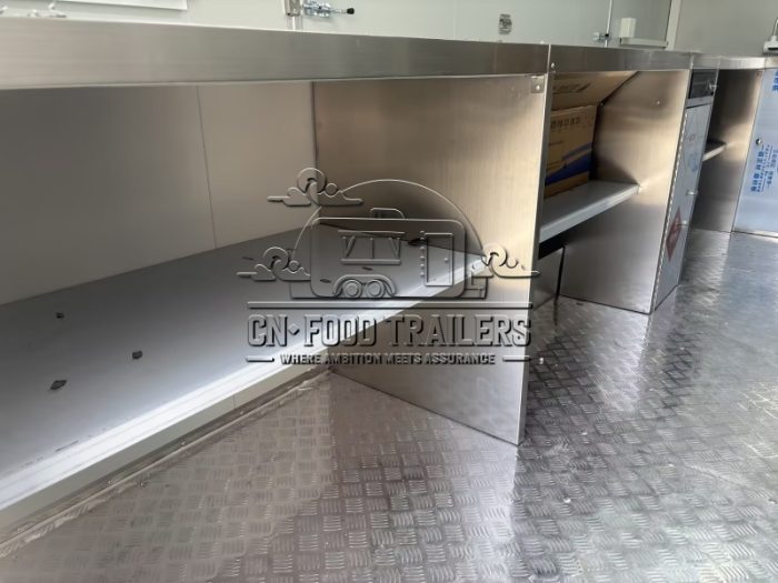 Red Single Window Square Food Trailer with Fence