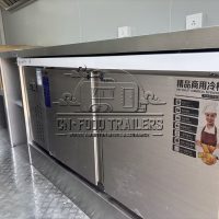 Red Single Window Square Food Trailer with Fence