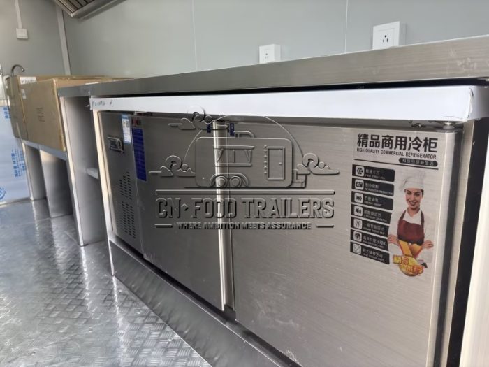 Red Single Window Square Food Trailer with Fence