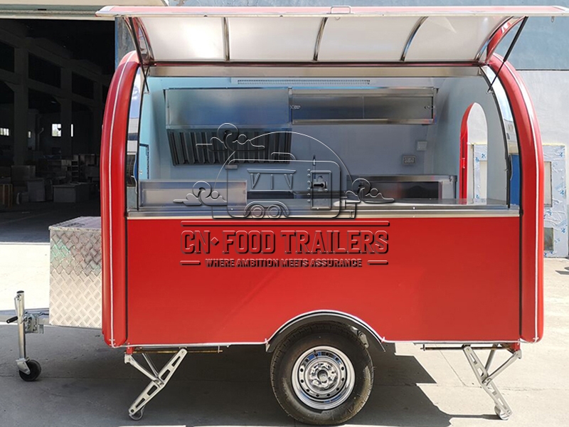 Red Small Round Food Trailer Mobile Juice Trailers For Sale