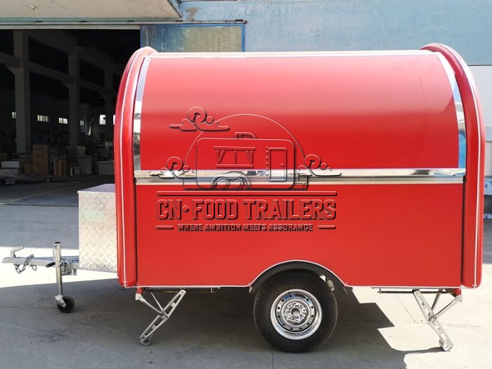 Red Small Round Food Trailer Mobile Juice Trailers For Sale
