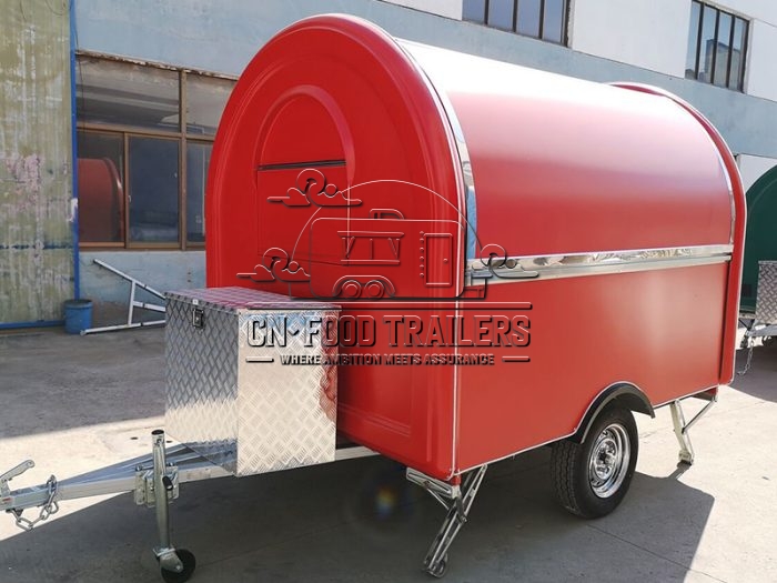 Red Small Round Food Trailer Mobile Juice Trailers For Sale
