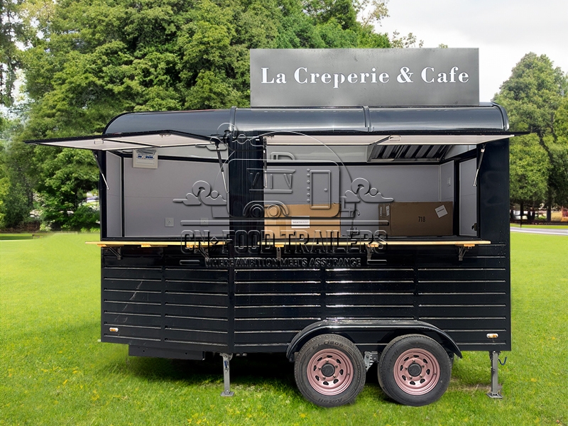 11.5FT Black Horse Food Trailer for Creperie and Cafe
