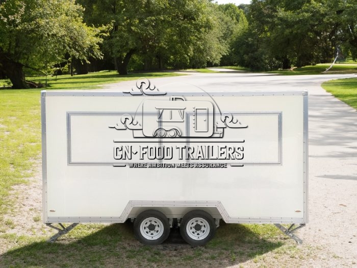 13FT Creamy White Double Windows Square Food Tariler
