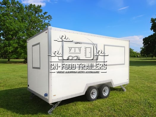 13FT Creamy White Double Windows Square Food Tariler