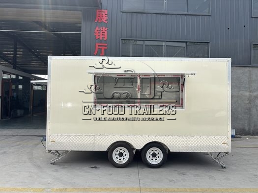 13FT Off White Aluminum Trim Square Food Trailer for Ice Cream