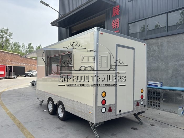 13FT Off White Aluminum Trim Square Food Trailer for Ice Cream