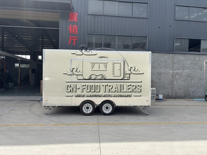 13FT Off White Aluminum Trim Square Food Trailer for Ice Cream