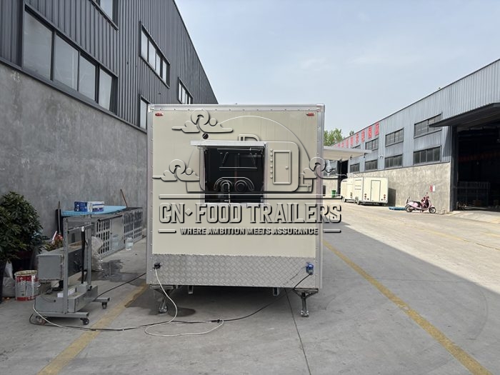 13FT Off White Aluminum Trim Square Food Trailer for Ice Cream