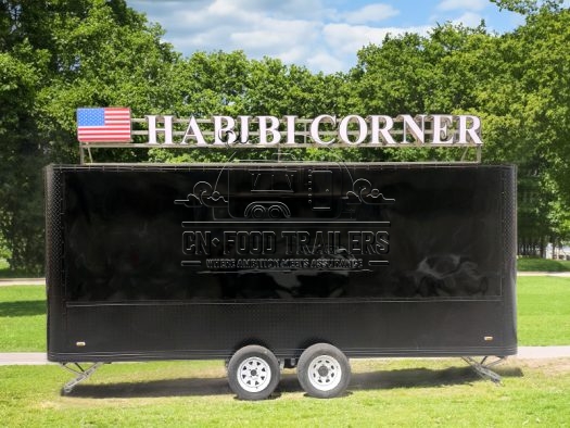 15FT Black Square Food Trailer for Street Food, Pop-up Catering, Event Catering